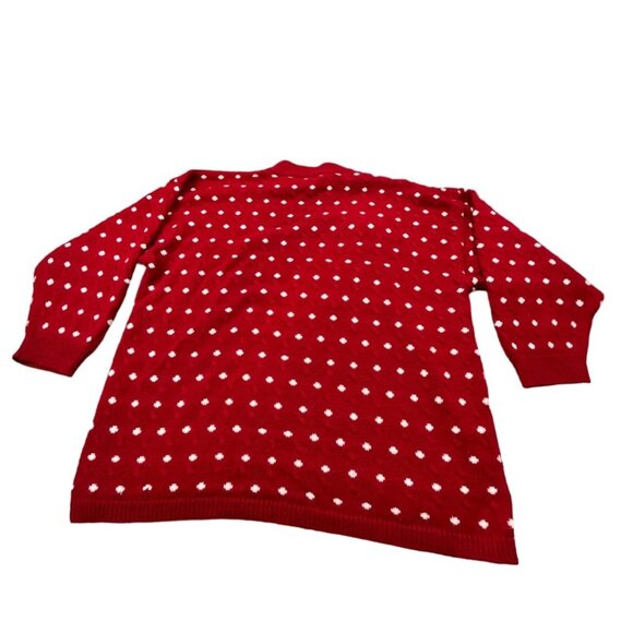 Christmas Vintage Venezia Sweater Women 2X Red Polka Dot Puppy Graphic Novelty - Picture 2 of 9